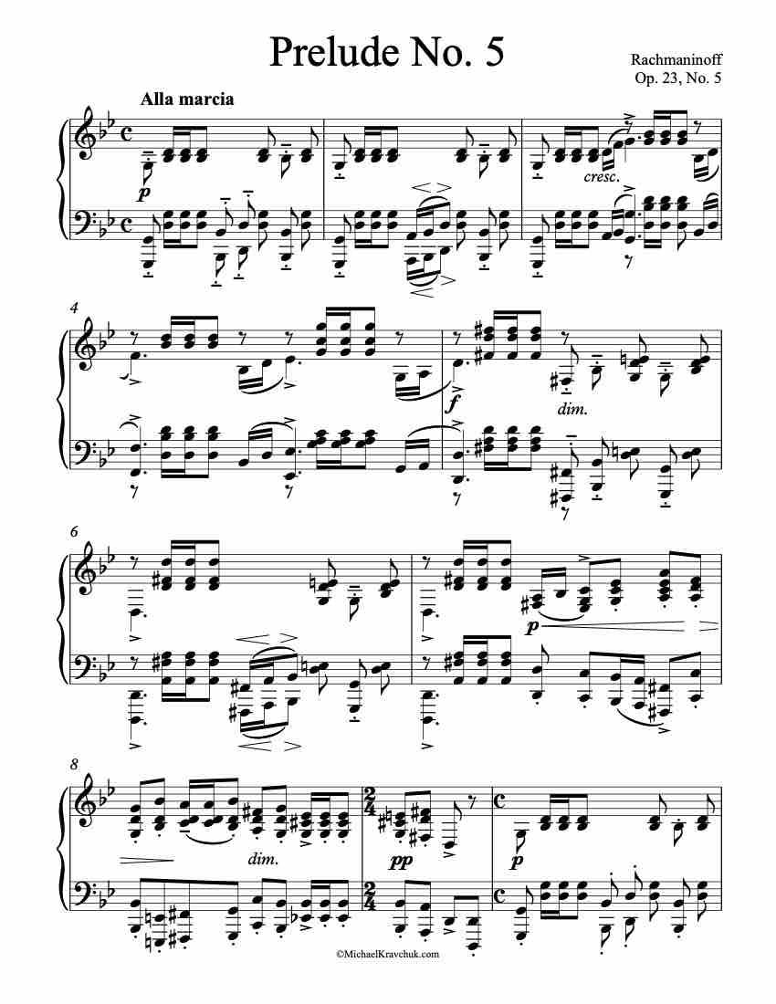 Prelude Op. 23, No. 5 Piano Sheet Music
