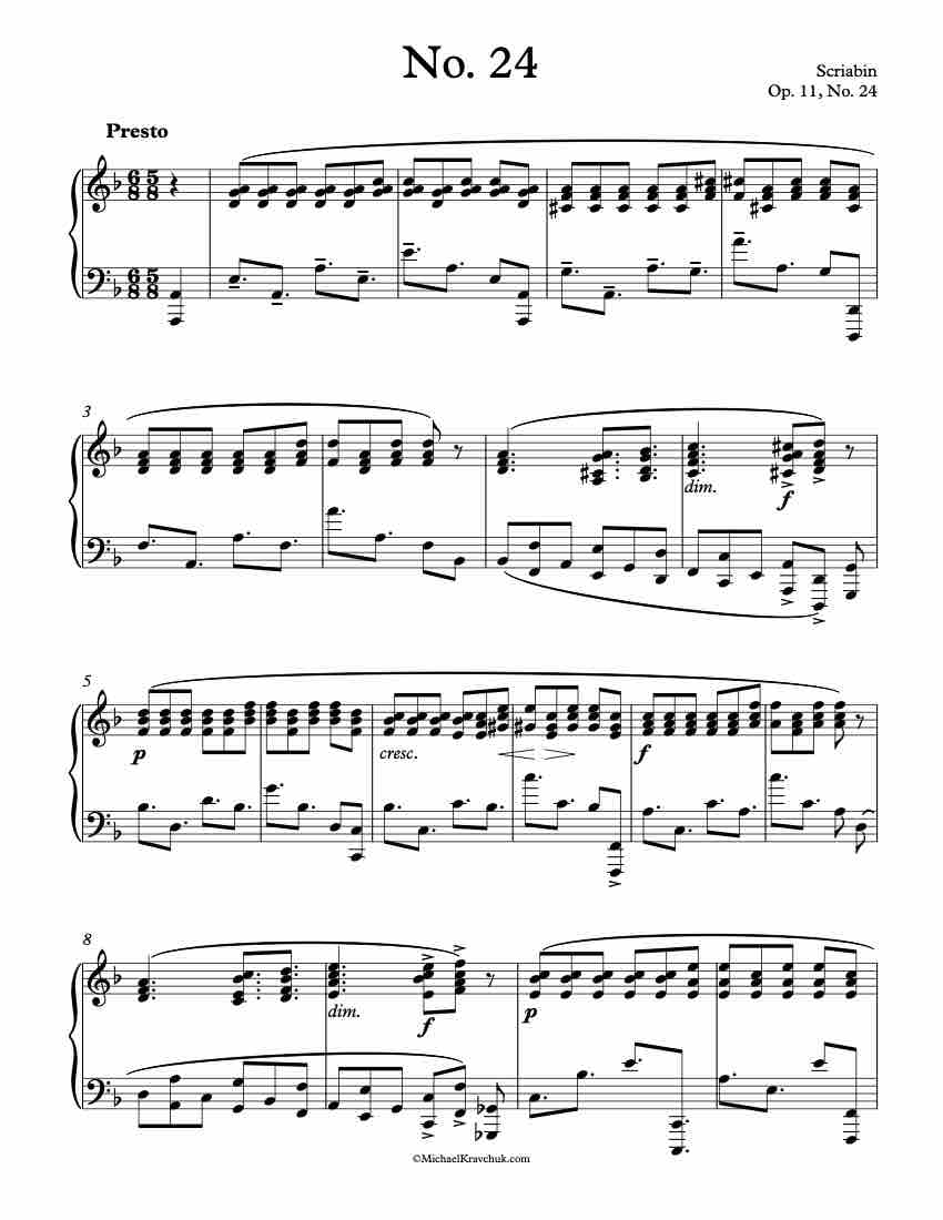 Op. 24, No. 11 Piano Sheet Music