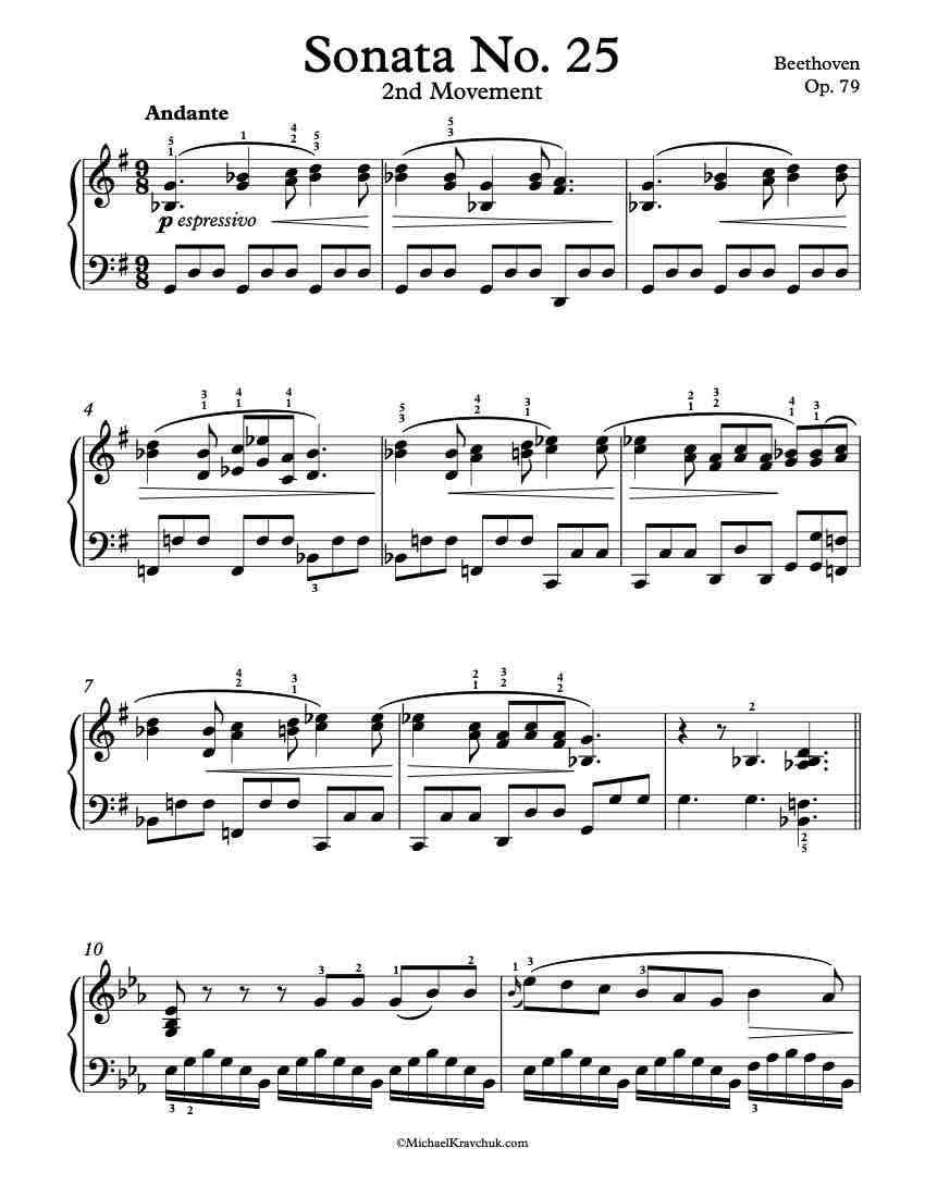 Beethoven - Sonata No. 25 - 2nd Movement - Op. 79 - Andante 