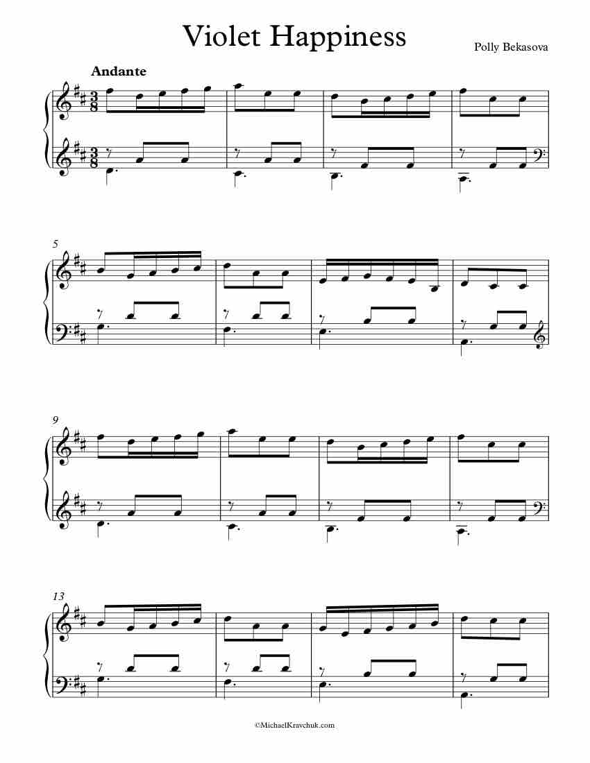 Free Piano Sheet Music - Violet Happiness - Bekasova
