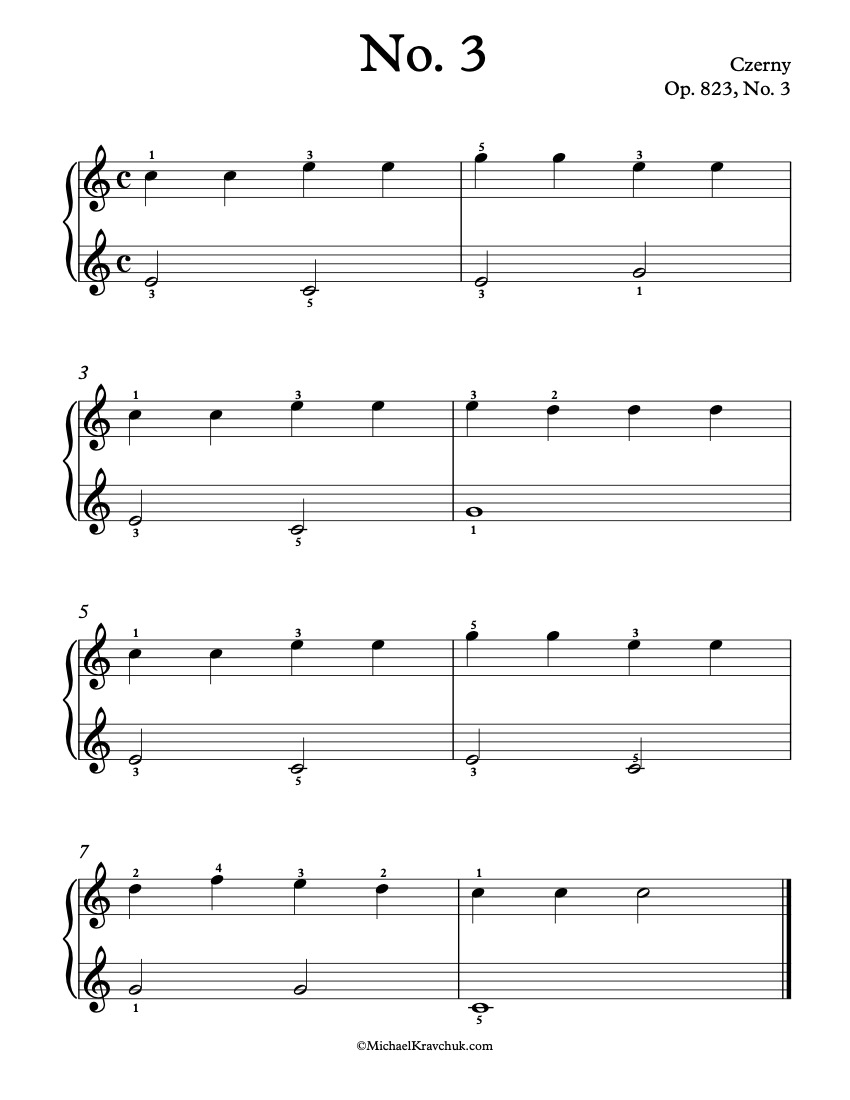 Free Piano Sheet Music - Op. 823, No. 3 – Czerny