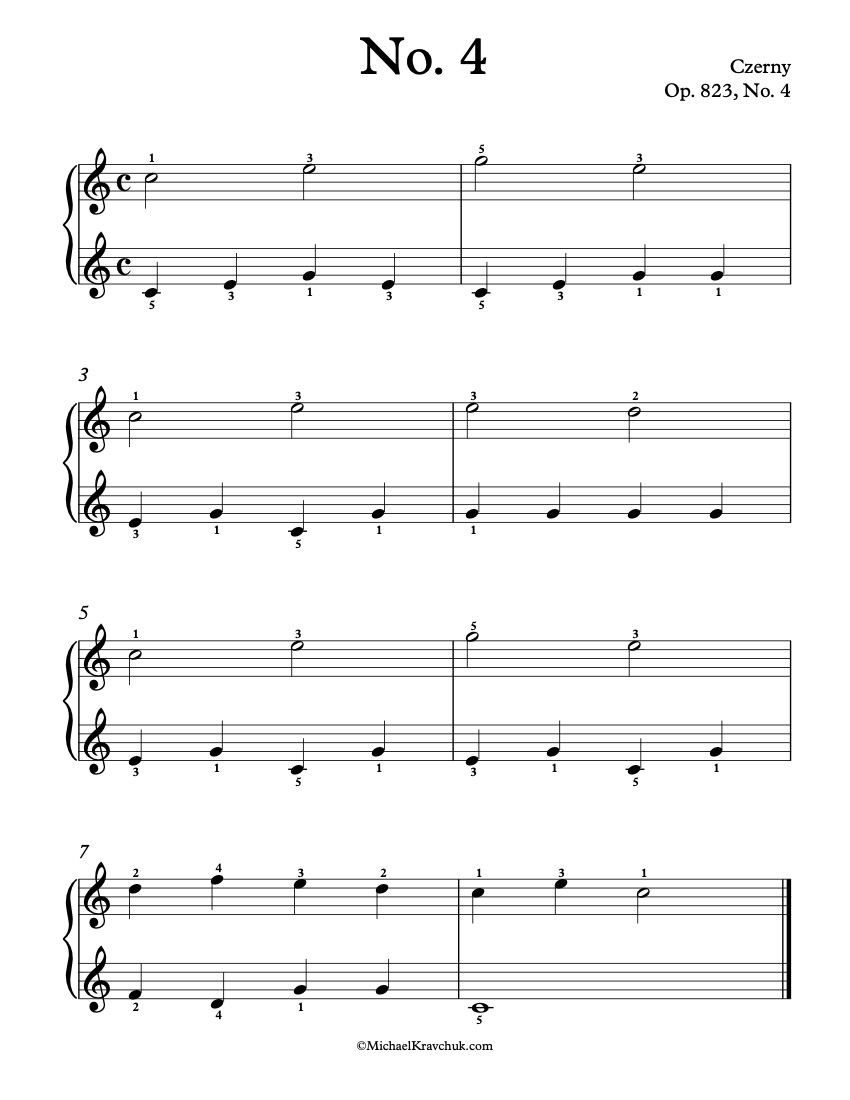 Free Piano Sheet Music - Op. 823, No. 4 – Czerny