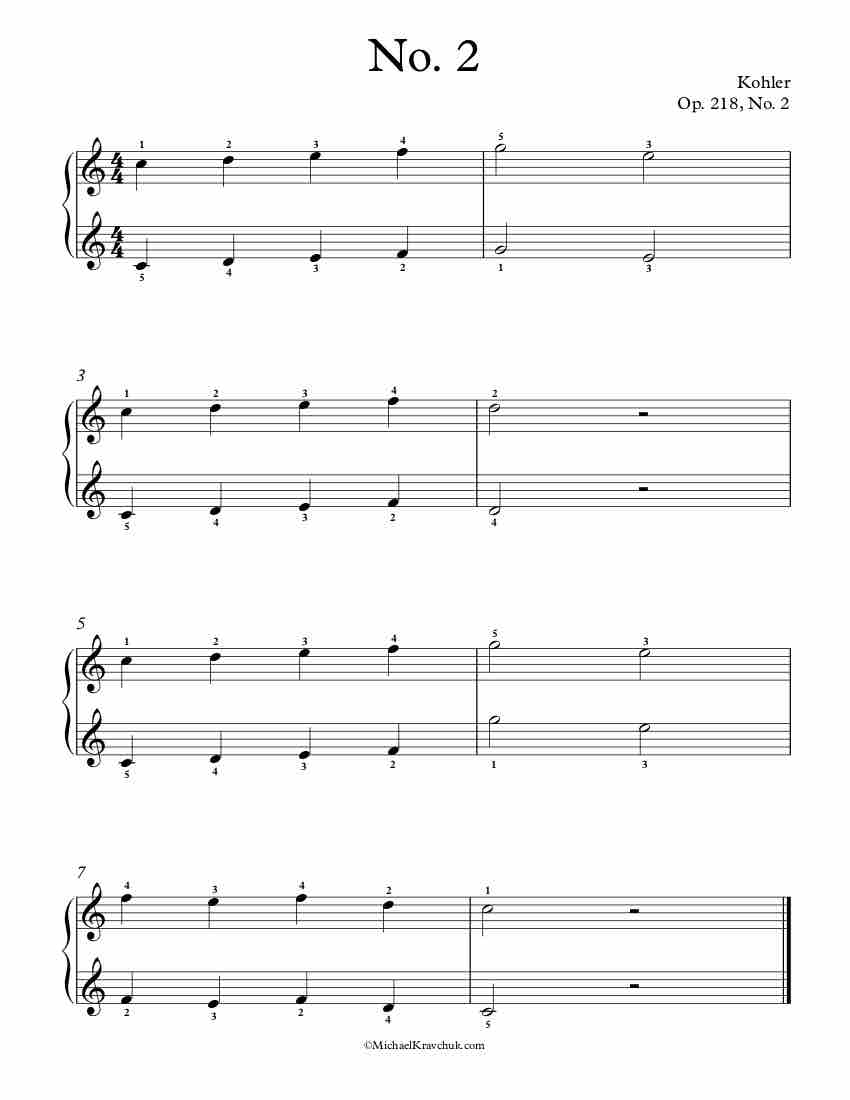 Free Piano Sheet Music – Op. 218, No. 2 – Louis Kohler
