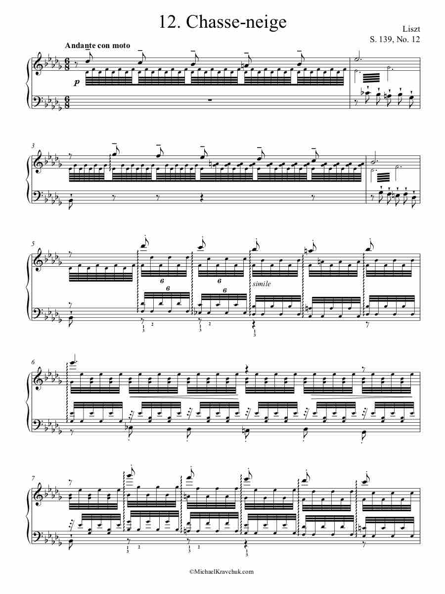 S. 139, No. 12 Piano Sheet Music