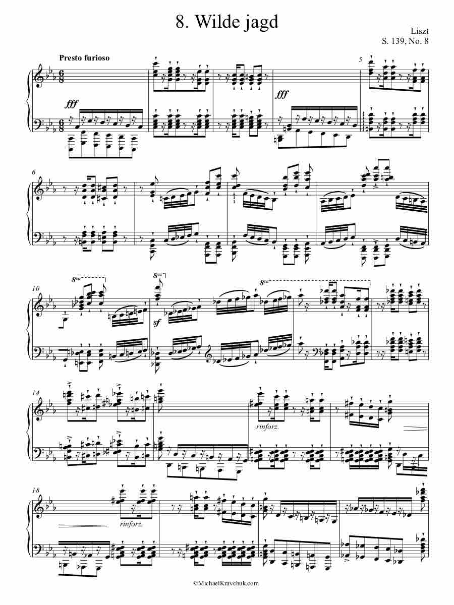 S. 139, No. 8 Piano Sheet Music