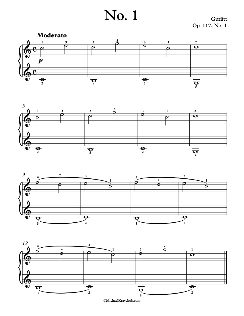First Lessons - Op. 117, No. 1 - Gurlitt Piano Sheet Music