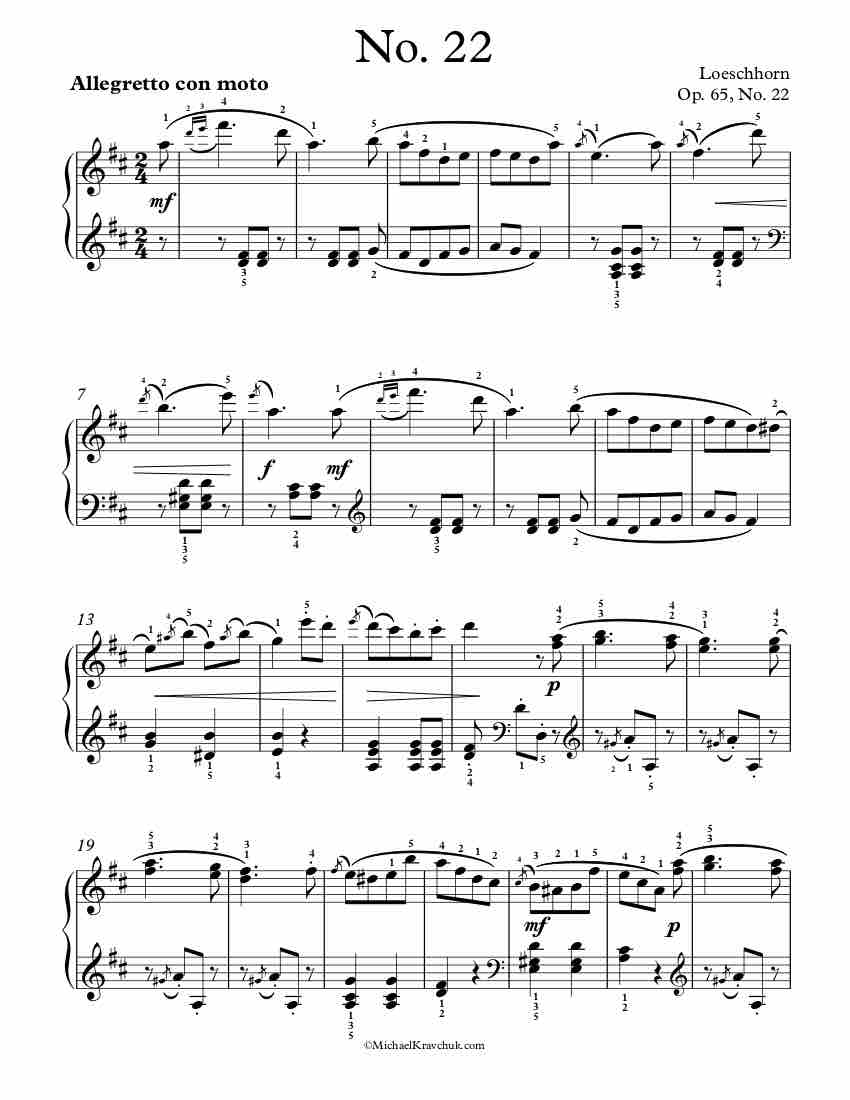 Op. 65 No. 22 - Loeschhorn Piano Sheet Music