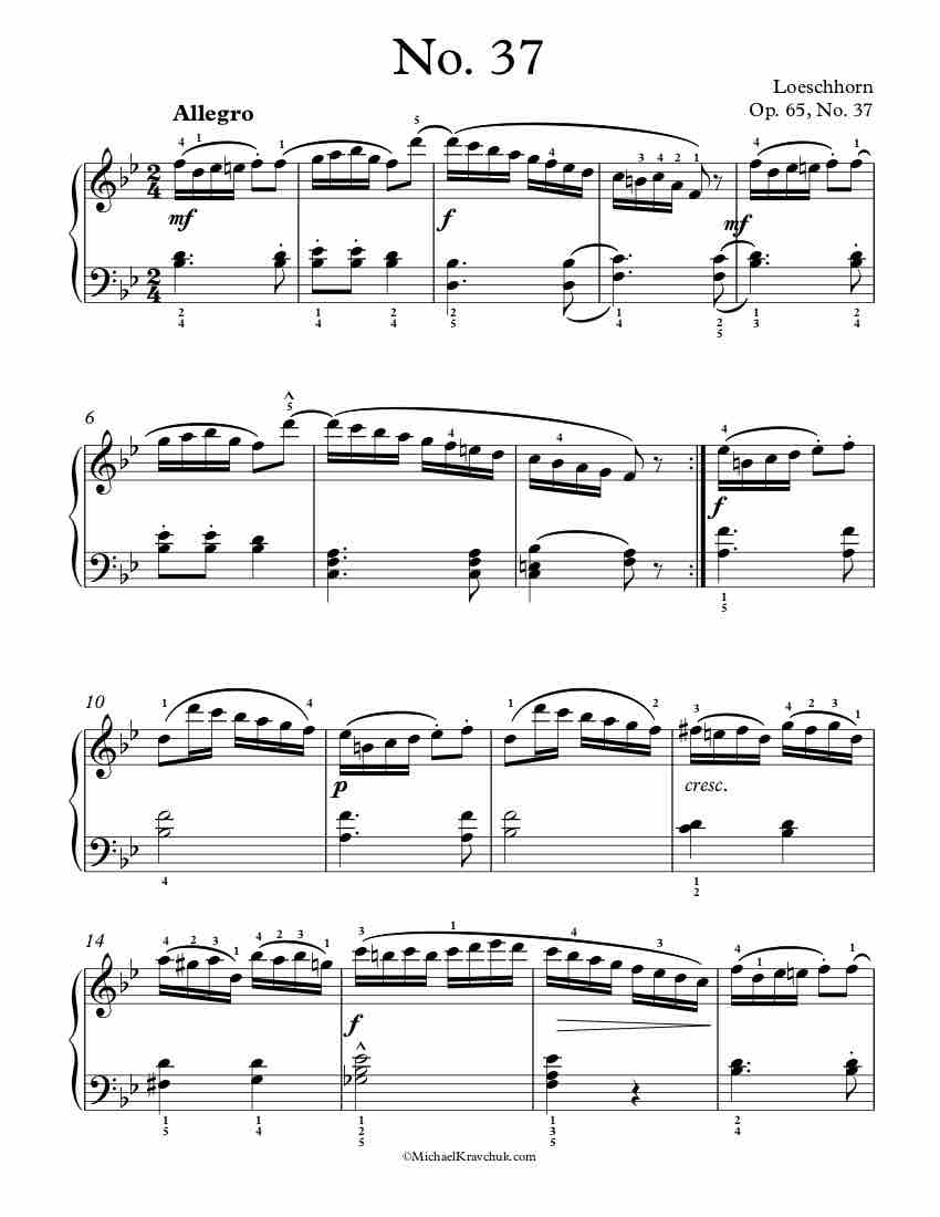 Op. 65 No. 37 - Loeschhorn Piano Sheet Music