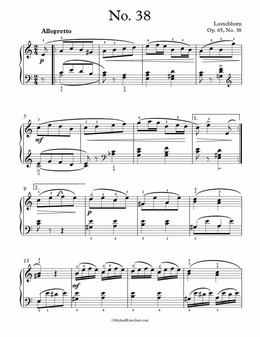 Op. 65 No. 38 - Loeschhorn Piano Sheet Music