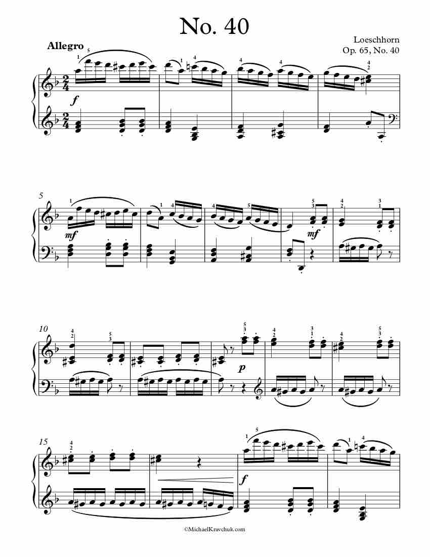 Op. 65 No. 40 - Loeschhorn Piano Sheet Music