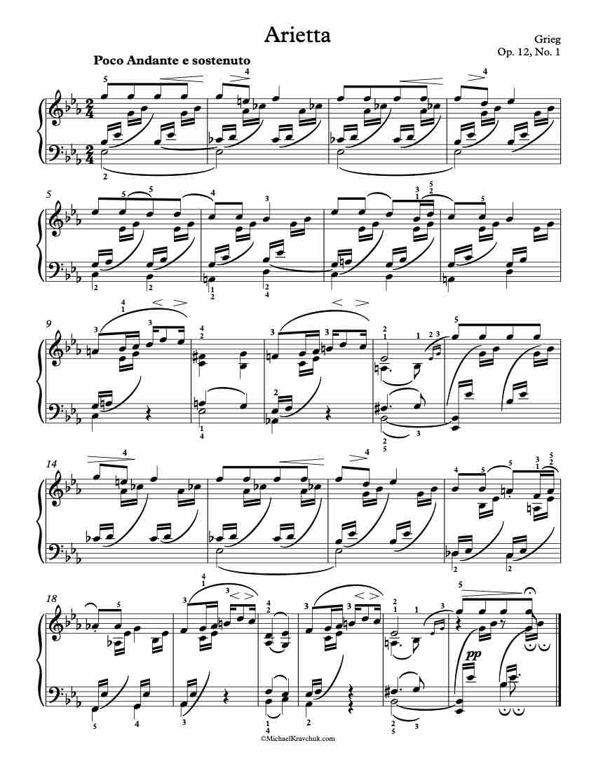 Lyric Pieces - Op. 12, No. 1 Piano Sheet Music