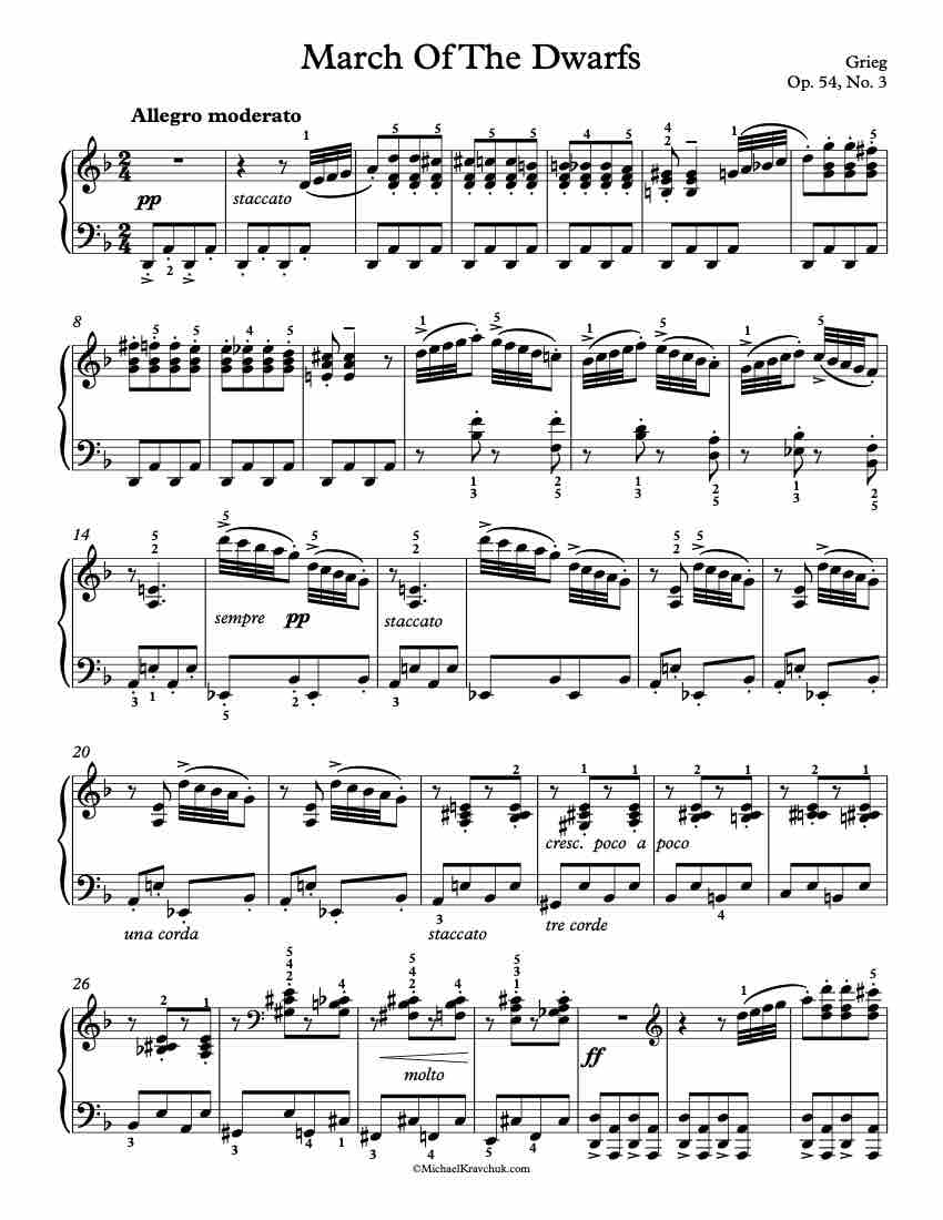 March Of The Dwarfs, Op. 54, No. 3 Piano Sheet Music