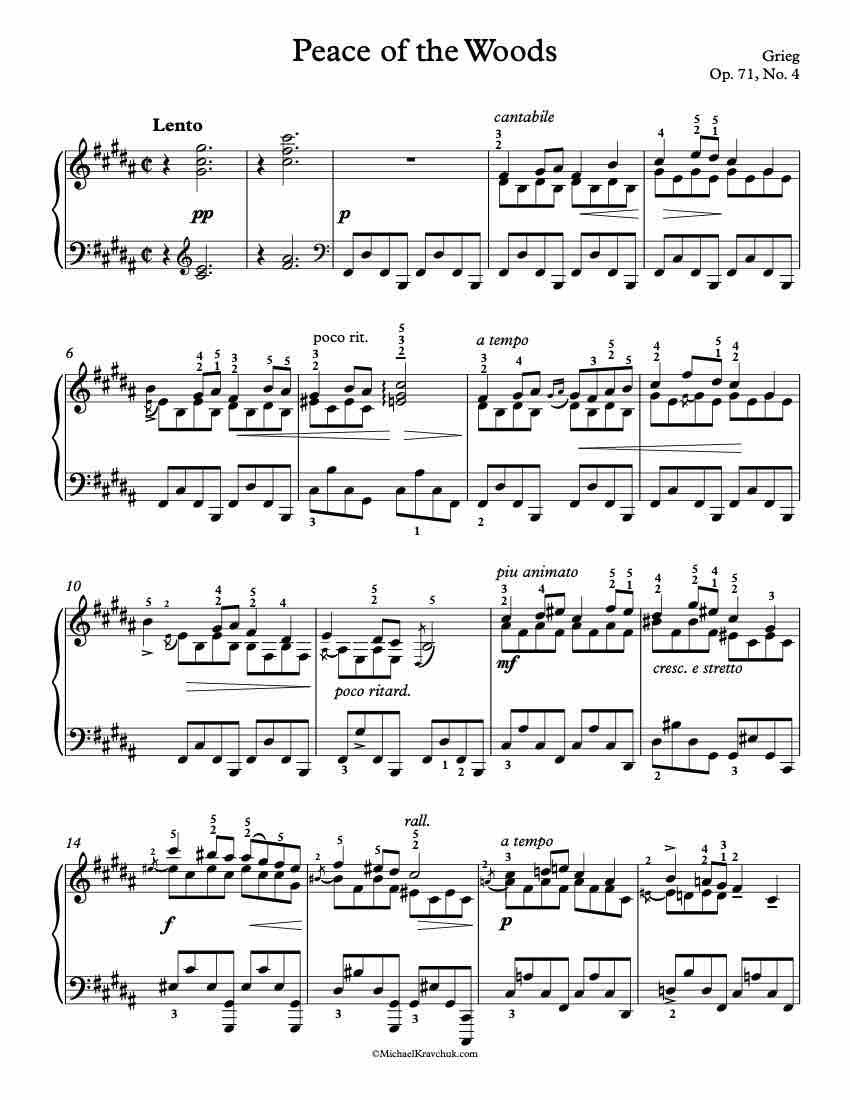 Peace of the Woods, Op. 71, No. 4 Piano Sheet Music