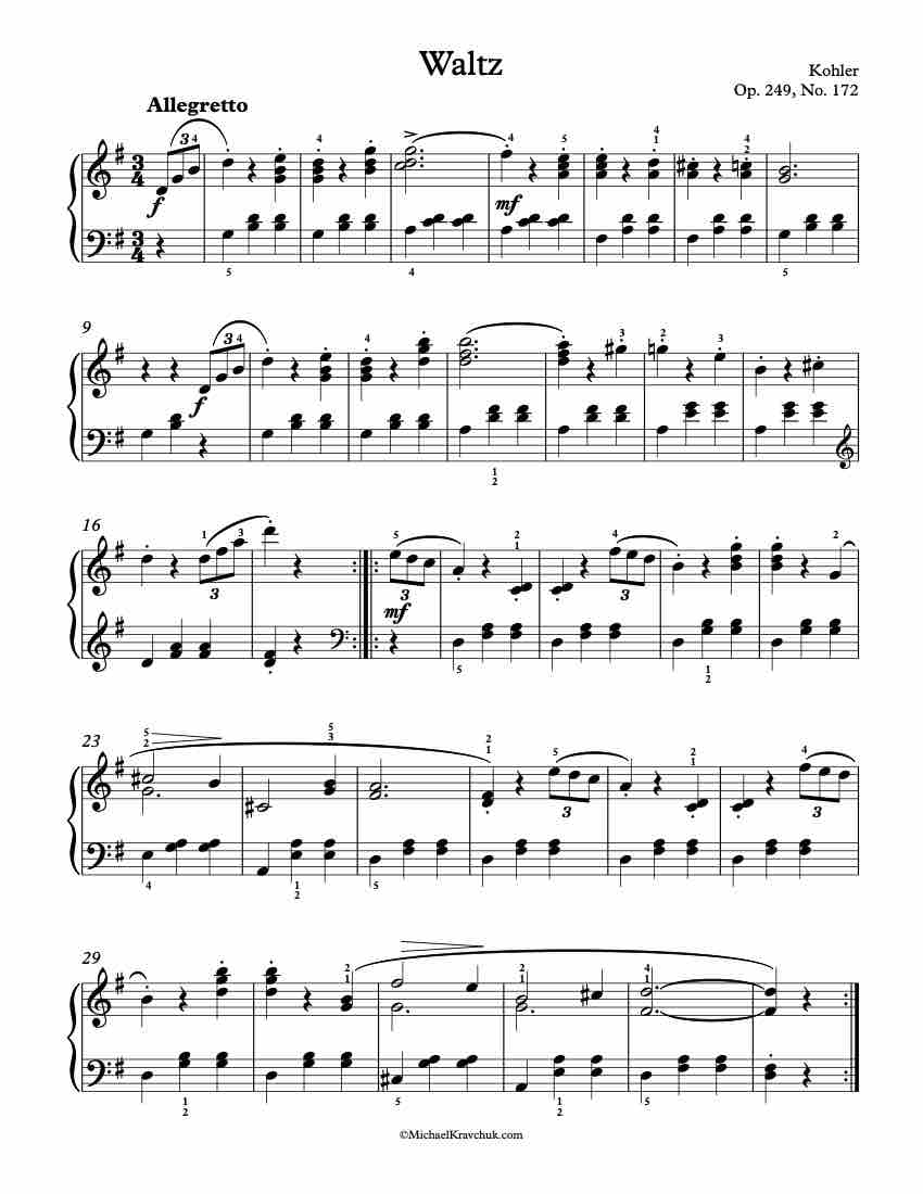 Op. 249, No. 172 Piano Sheet Music