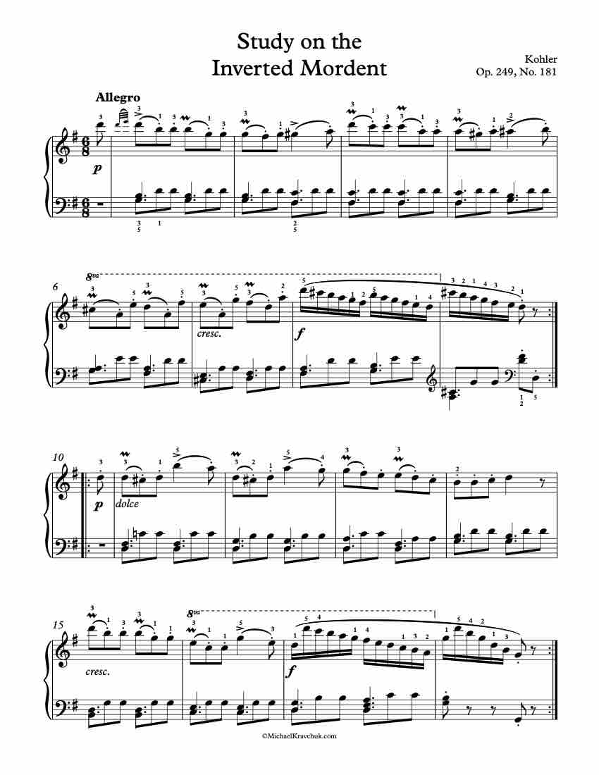 Op. 249, No. 181 Piano Sheet Music