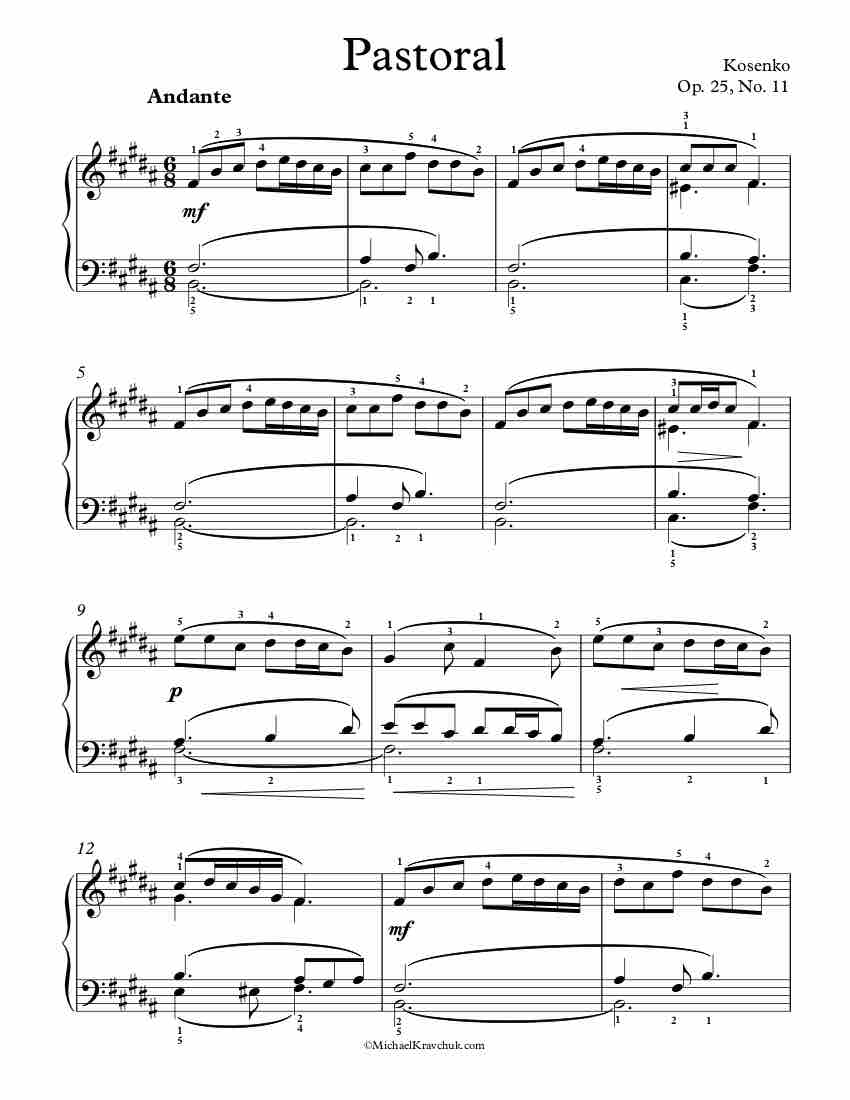 Op. 25, No. 11 - Kosenko Piano Sheet Music