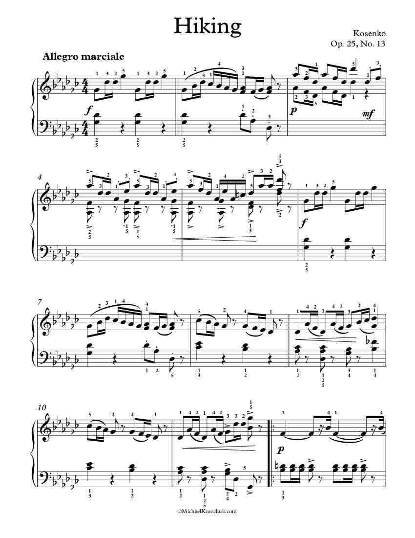 Op. 25, No. 13 - Kosenko Piano Sheet Music
