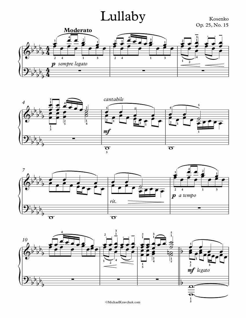 Op. 25, No. 15 - Kosenko Piano Sheet Music