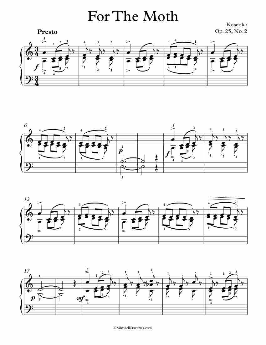 Op. 25, No. 2 - Kosenko Piano Sheet Music