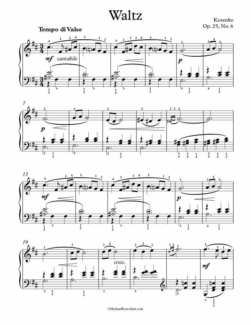 Op. 25, No. 6 - Kosenko Piano Sheet Music