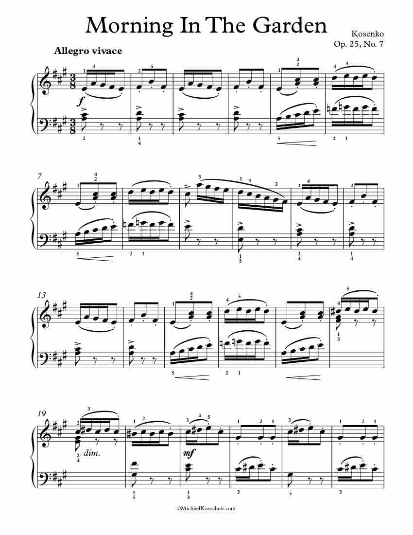 Op. 25, No. 7 - Kosenko Piano Sheet Music