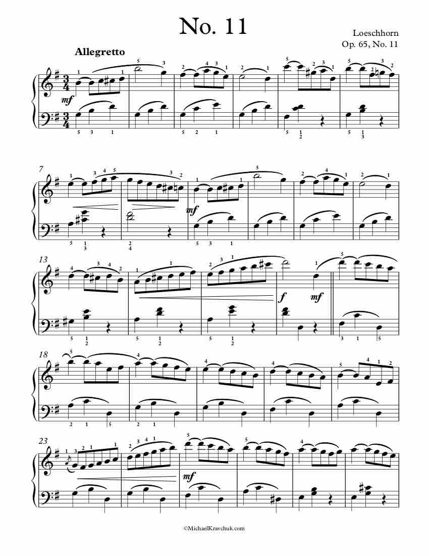 Op. 65 No. 11 - Loeschhorn Piano Sheet Music