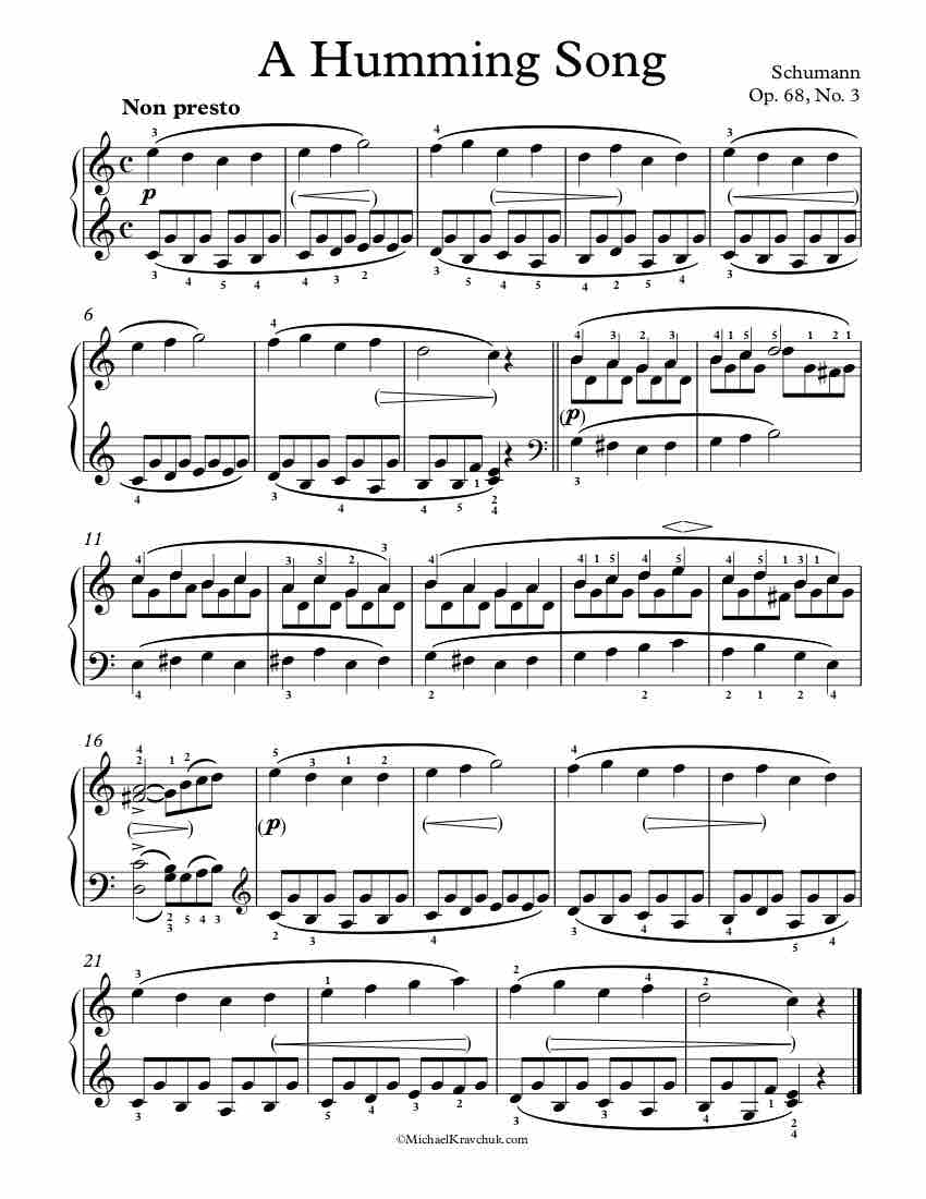 A Humming Song Op. 68 No. 3 Piano Sheet Music