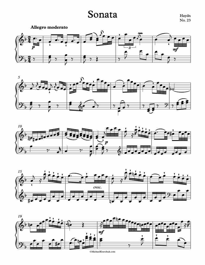 Sonata No. 23 – 1st Movement – Allegro Piano Sheet Music