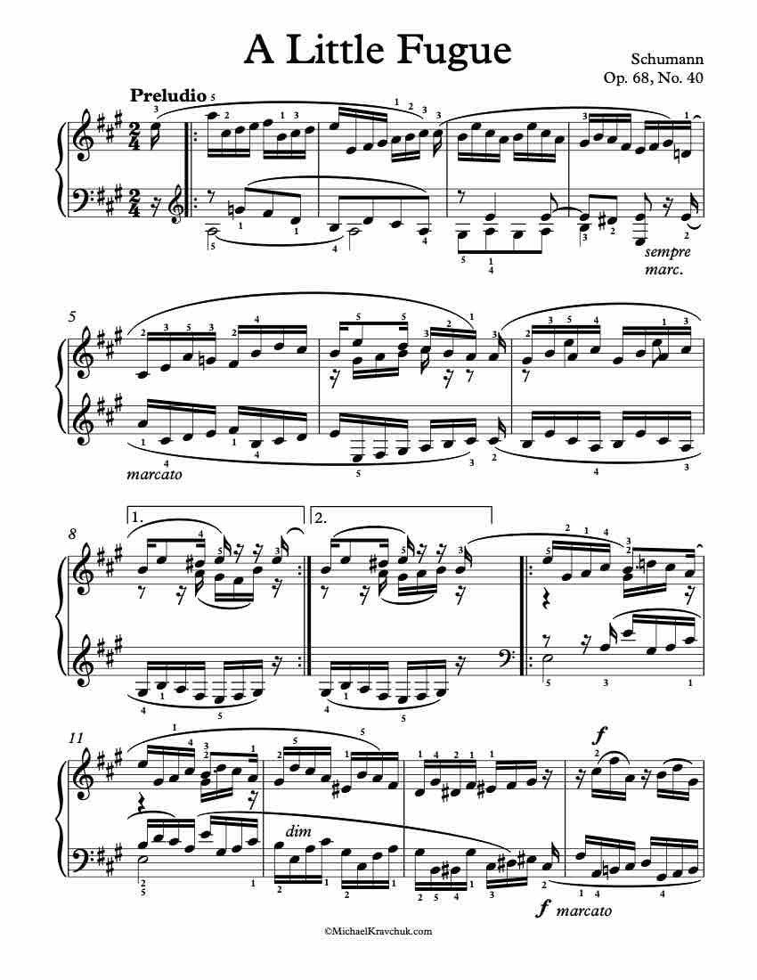 A Little Fugue – Op. 68, No. 40 Piano Sheet Music
