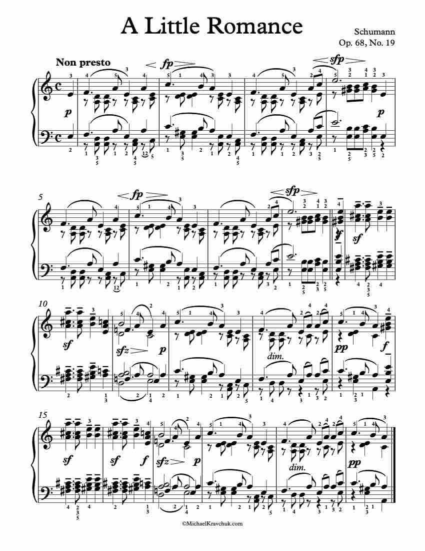 A Little Romance Op. 68, No. 19 Piano Sheet Music