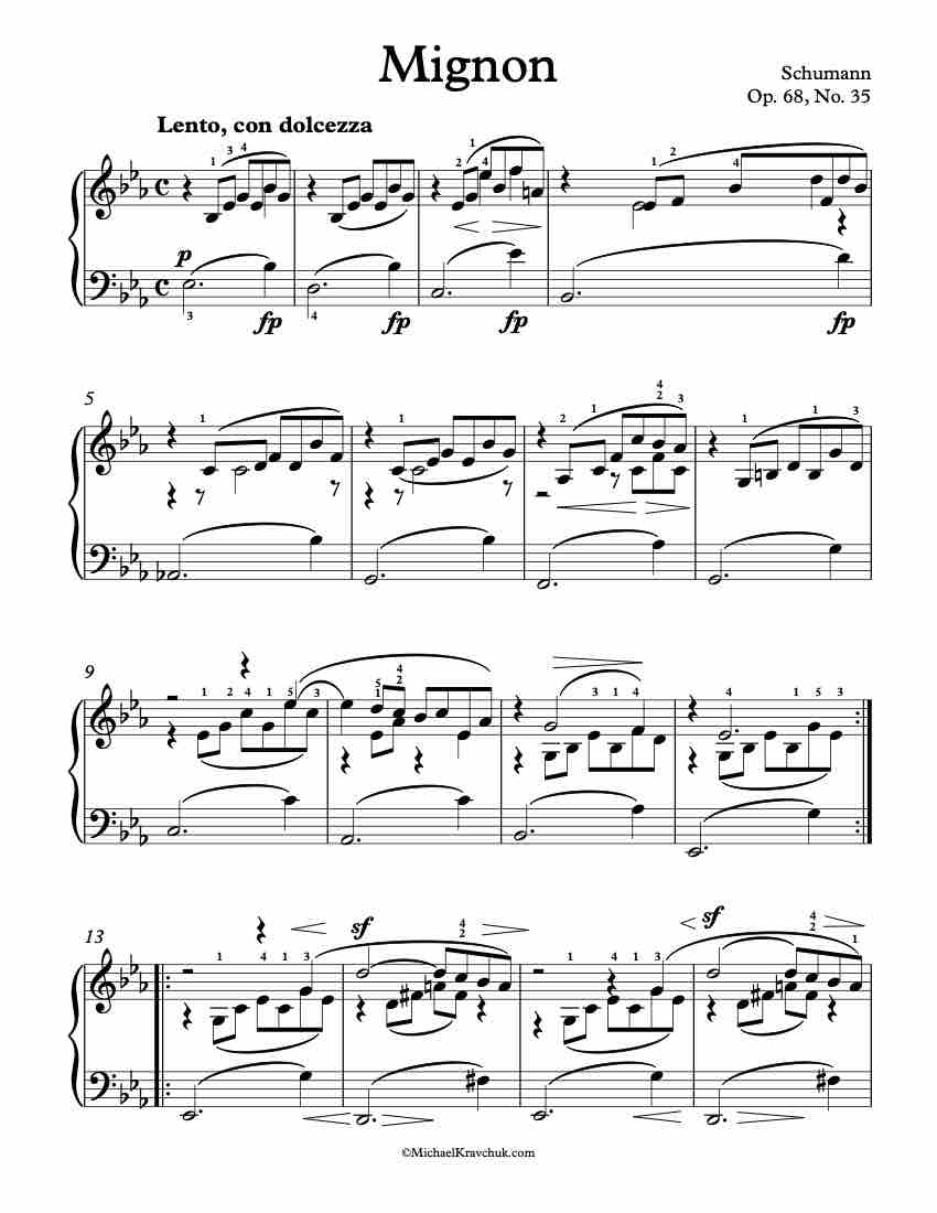 Mignon – Op. 68, No. 35 Piano Sheet Music
