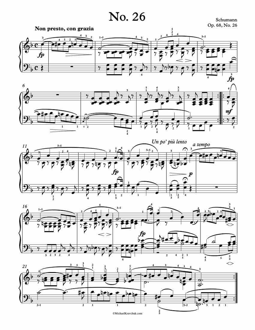 Op. 68, No. 26 Piano Sheet Music