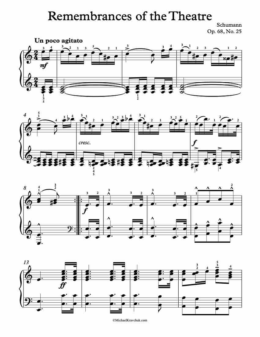 Free Piano Sheet Music – Remembrances Of The Theatre – Op. 68, No. 25 Piano Sheet Music