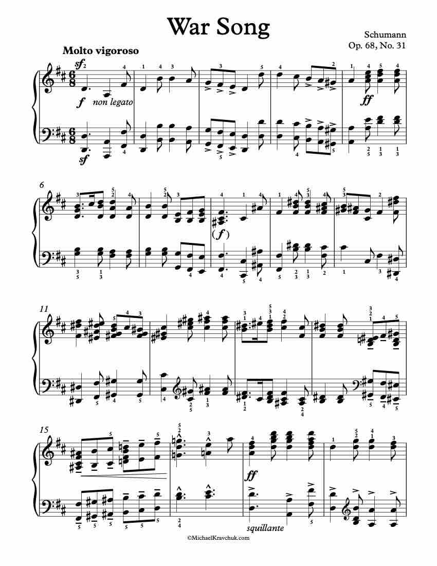 War Song - Op. 68, No. 31 Piano Sheet Music
