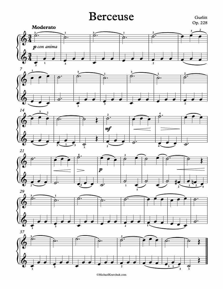 Technique and Melody Op. 228, Berceuse Piano Sheet Music
