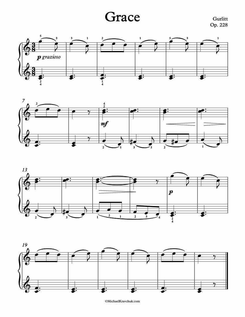 Technique and Melody Op. 228, Grace Piano Sheet Music