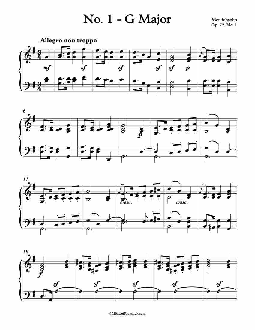 Six Pieces For Children - Op. 72, No. 1 Piano Sheet Music